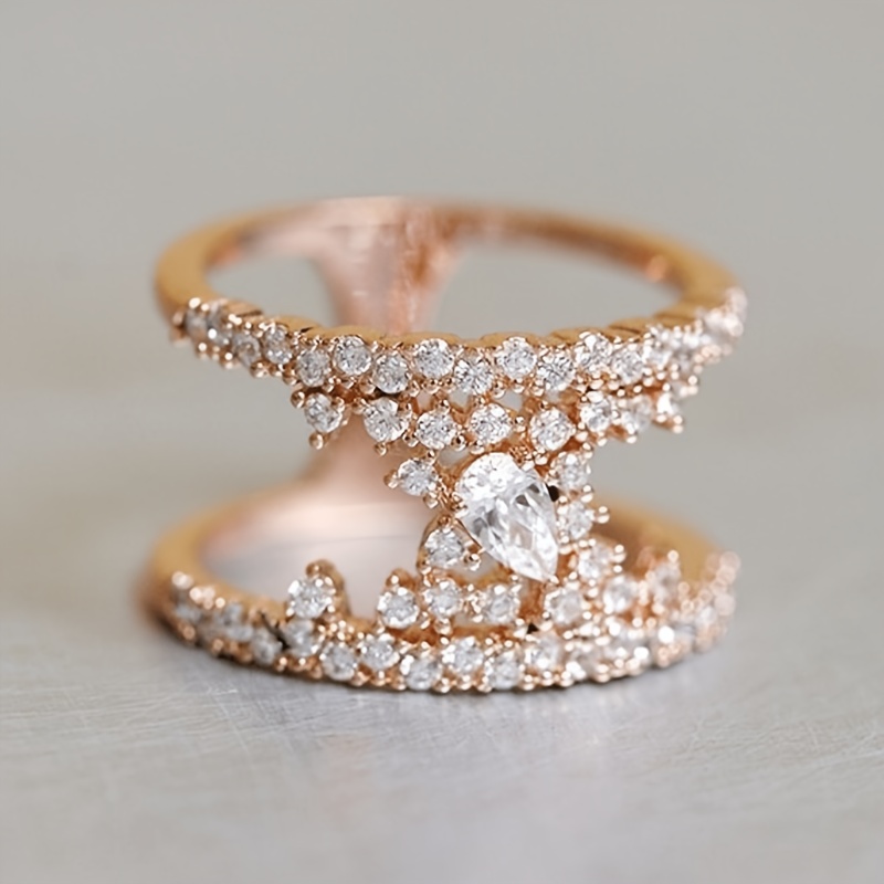 Retro Style Double Layer Stackable Water Drop Ring
